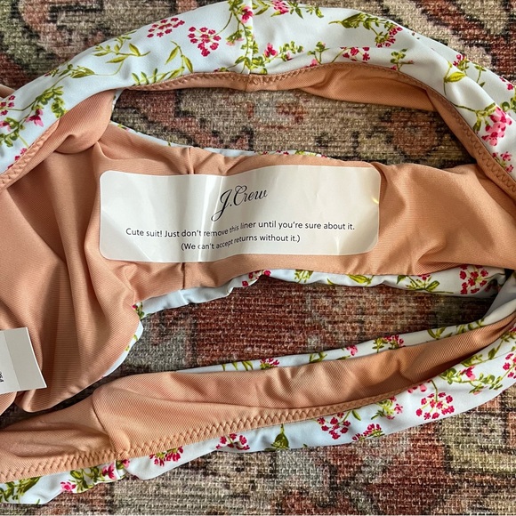 J. Crew Curved Waist Cheeky Bikini Bottom In Cloud Meadow Floral Size Medium NWT - Picture 6 of 8